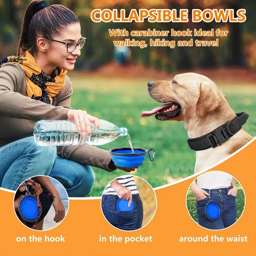 Miniatura 6 de HYDEME Collar táctico ajustable para perro, collar de nailon de entrenamiento militar con mango de control y hebilla de metal pesado para perros