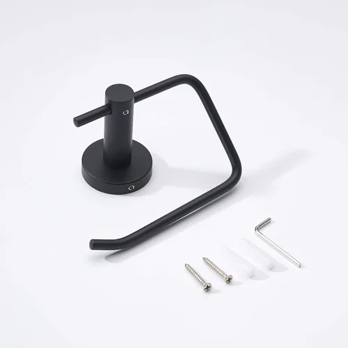 Miniatura 5 de Pulido negro mate del alto grado del tenedor del papel higiénico del acero inoxidable del brazo abierto, instalaciones del cuarto de baño montadas