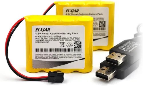 Paquete de 2 baterías Ni-Cd de 4.8 V 600 mAh compatible con camión RC 1/18, Rock Off-Road, coche de carreras de cuatro ruedas, enchufe SM-2P,