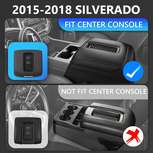 Miniatura 2 de Xipoo Cargador inalámbrico compatible con Chevy Silverado 2015-2018 de 15 W de carga rápida, almohadilla de cargador inalámbrico de consola