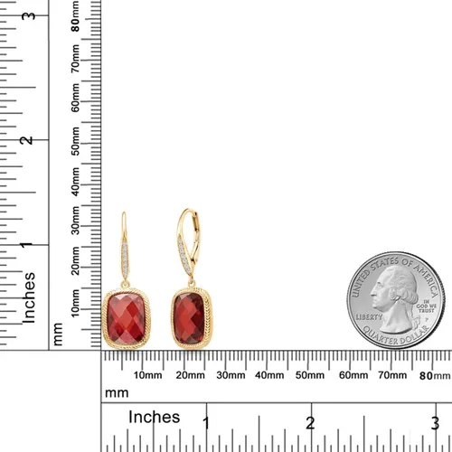 Miniatura 39 de Gem Stone King Aretes colgantes de plata de ley 925 con piedra natal y diamantes blancos cultivados en laboratorio de 4.60 quilates para mujer
