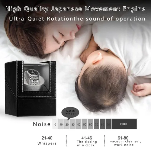Miniatura 2 de Automatic Single Watch Winder with Quiet Japanese Motor,AC Adapter or Battery Powered,Premium Leather Exterior and Soft Flexible Watch Pillows for