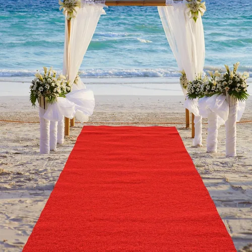 Miniatura 6 de Timgle Alfombra roja de 3 x 10 pies y 0.3 pulgadas de grosor para fiesta, antideslizante, alfombra de cocina, lavable, alfombra roja, decoración
