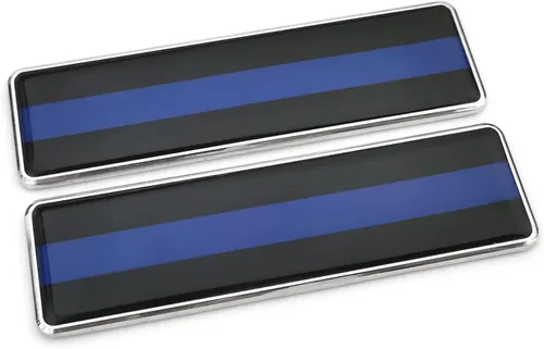Miniatura 2 de PTDecals Un par de calcomanías de emblema de línea azul delgada 3D de metal Universal para auto, hogar y oficina 104.5 * 30mm Azul(Thin Blue Line)