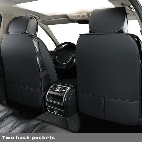 Miniatura 2 de Fundas de asiento delantero de automóvil, ajuste universal para la mayoría de automóviles, SUV, sedanes y camionetas, fundas de cojín de piel Beige