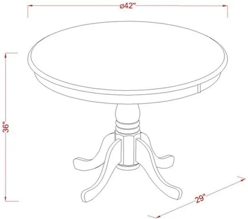 Miniatura 5 de East West Furniture TRFA5-BLK-W - Juego de pub de 5 piezas de altura de mostrador que incluye una mesa redonda de comedor y 4 sillas de cocina, 42 x