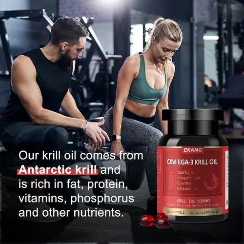 Miniatura 2 de Aceite de krill antártico – Aceite de krill omega 3 capturado en la naturaleza, 500 mg con EPA, DHA, astaxantina y fosfolípidos – Cerebro, corazón
