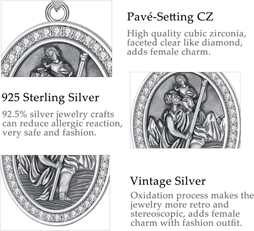 Miniatura 218 de CELESTIA Medallas de plata de ley 925 San Miguel/San Cristóbal/San Benito/San Gabriel/Virgen María/Jesús/Caravaca/Metatrón/Sello de los Siete