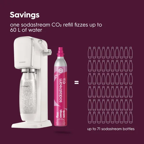 Miniatura 10 de SodaStream - Máquina de agua con gas ART PAQUETE DE VALOR Sistema de CO2 CQC Incluye 2 cilindros de CO2, 2 botellas de 32 onzas líquidas aptas