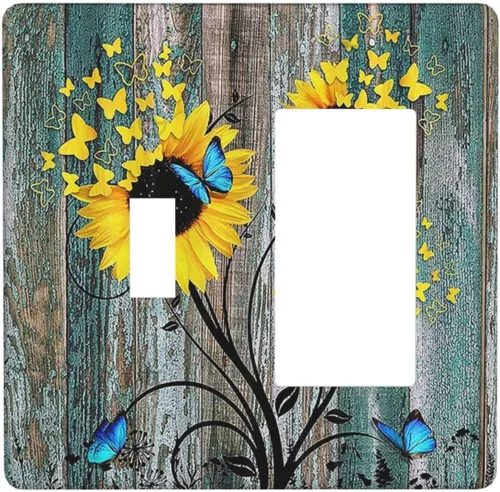 Miniatura 117 de Placa de cubierta de tomacorriente con diseño de mariposa, placas decorativas de pared, 1 gang, cubiertas de enchufes eléctricos, placa frontal Arte