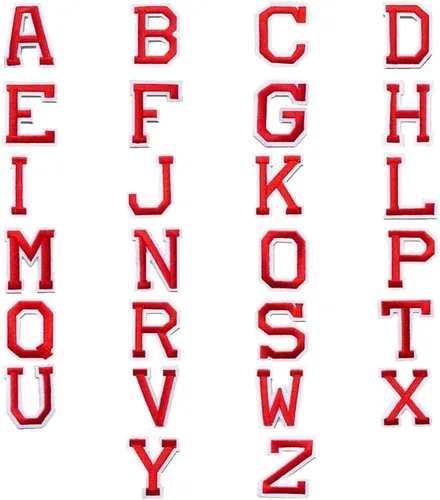 Locomo - Parche para planchar con letras individuales del alfabeto, parche bordado de la A a la Z, insignia de nombre, adorno de apliques para Rojo