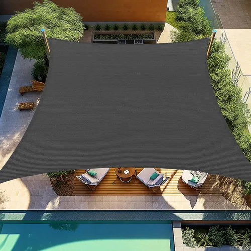 Shade&Beyond Toldo tipo vela rectangular de 12 x 16 pies, color gris oscuro, 6.53 oz/m², permeable para patio, terraza, patio trasero, (hacemos