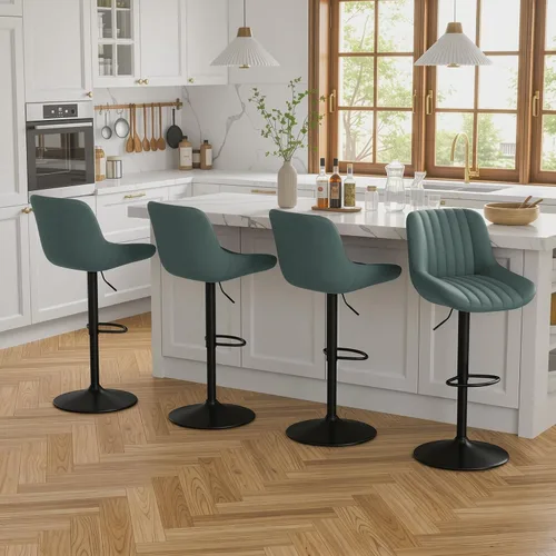 Miniatura 7 de Nalupatio Juego de 1 taburetes de bar, taburetes de bar giratorios modernos ajustables con respaldo, sillas de isla de tela de rendimiento de altura