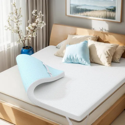 Miniatura 11 de Subrtex Cubrecolchón de espuma viscoelástica, cubrecolchón de espuma viscoelástica con infusión de gel de 3 pulgadas, cubrecolchón de espuma