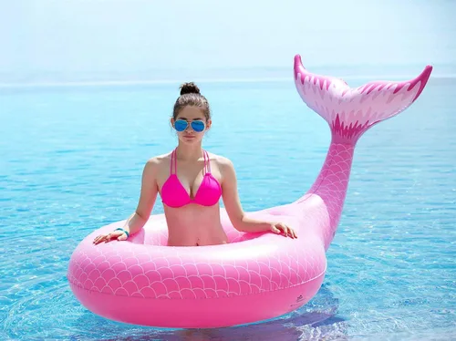 Miniatura 3 de Jasonwell - Flotador de cola de sirena inflable gigante con válvulas rápidas para verano, playa, natación, alberca, fiesta, juguetes de decoración