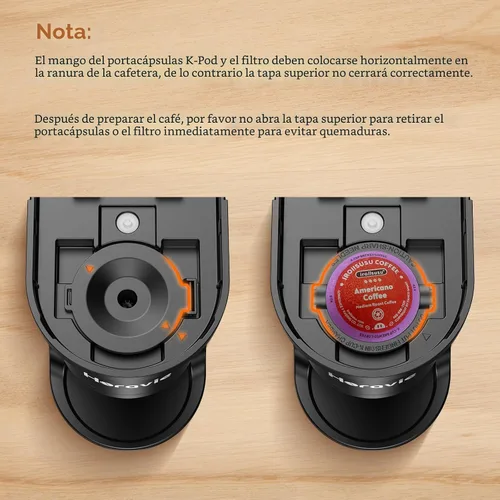 Miniatura 8 de Horavie Cafetera pequeña de una sola porción, cafetera rápida de una taza para cápsulas K Cup y café molido, tamaños de preparación de 6 a 12 onzas