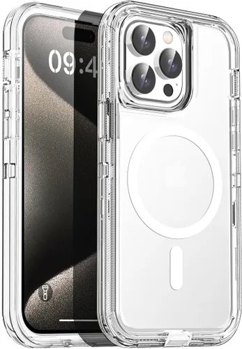 Miniatura 25 de AICase Funda transparente para iPhone 16e/13/iPhone 14, compatible con MagSafe 3 en 1, resistente protección contra caídas, cuerpo completo, a