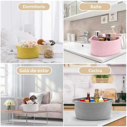 Miniatura 5 de Happyiren Linda Cesta Tejida para Regalo – Cesta de Regalo Vacía Beige para Guardería, Regalos de Fiesta de Bebé, Cumpleaños, Boda, Cestas Boo
