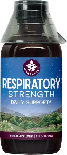 WishGarden Herbs Respiratory Strength - Suplemento líquido diario de apoyo pulmonar con gordolobo orgánico, helenio y cuchillas, tintura pulmonar