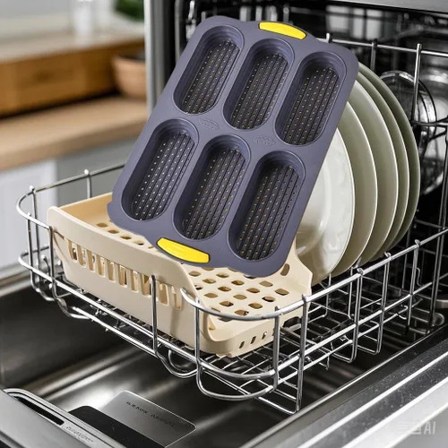 Miniatura 4 de MUJUZE Molde para bollo de perro caliente, molde de pan de 6 cavidades, molde de silicona para bollos de perro caliente, antiadherente y resistente