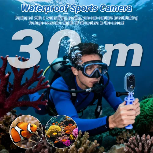 Miniatura 4 de Cámara de acción 4K, cámara corporal portátil con 64 GB, grabación manos libres WiFi POV cámara con funda impermeable, clip trasero, tamaño pulgar