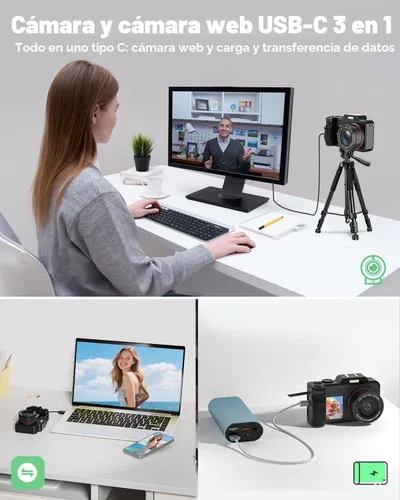 Miniatura 6 de Cámaras digitales 5K para fotografía: Actualización 2026 80MP 3.5 "+2" Pantalla dual para autoencuadre 18X Zoom Cámara de vlogging de enfoque