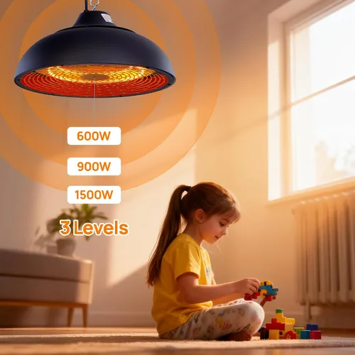 Miniatura 4 de Calentador colgante de patio, montado en el techo, calentador eléctrico de patio, control de temperatura integrado, apto para exteriores/interiores