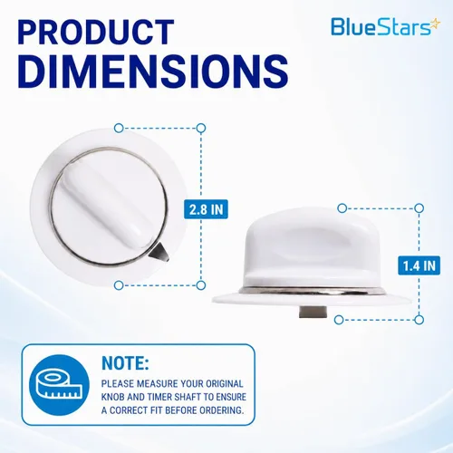 Miniatura 2 de BlueStars WE1M654 - Pomo temporizador para secadora con anillo de metal reforzado, compatible con secadores GE y Hotpoint, reemplaza a AP3995098