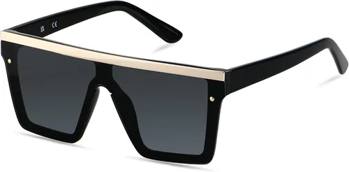 LYZOIT Lentes de sol cuadrados de gran tamaño para mujeres y hombres, parte superior plana grande, protección UV, sombras sin montura
