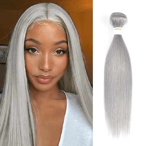 Miniatura 5 de Paquetes de Cabello Humano Ondulado Gris (10 pulgadas?1PC) 9A Paquetes de Tejido de Cabello Humano Brasileño Remy 100% Extensiones de Trama