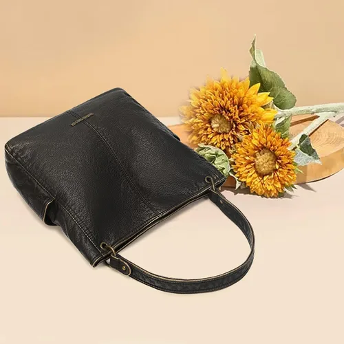 Miniatura 2 de Montana West Stone Washed Leather Hobo Purses for Women Soft Top Handle Shoulder Bag with Wallet 2PCS Set