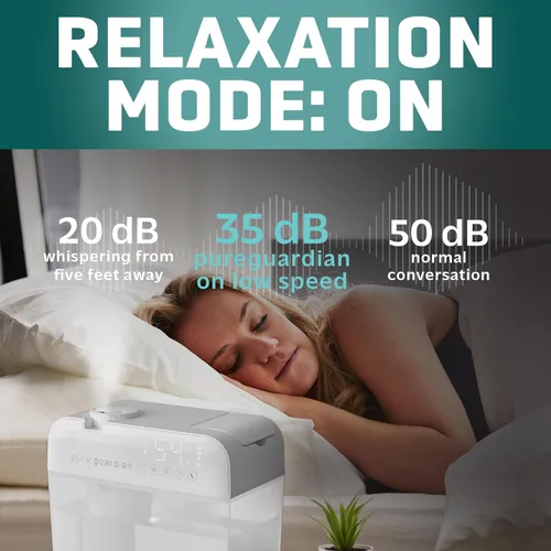 Miniatura 6 de PureGuardian Humidificador ultrasónico de niebla fría de 1 galón, tiempo de funcionamiento de 48 horas, calas de 410 pies cuadrados, humidistato