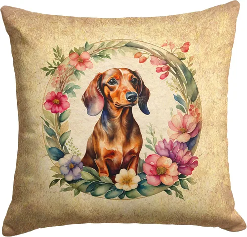 Miniatura 202 de Caroline's Treasures DAC2072PW1414 Affenpinscher and Flowers - Almohada decorativa de tela, lavable a máquina, para interiores y exteriores