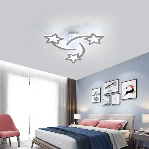 Miniatura 3 de Lámpara de techo LED moderna, lámpara de techo empotrada en forma de estrella de 45 W, 3 cabezales, control remoto regulable cerca de lámparas