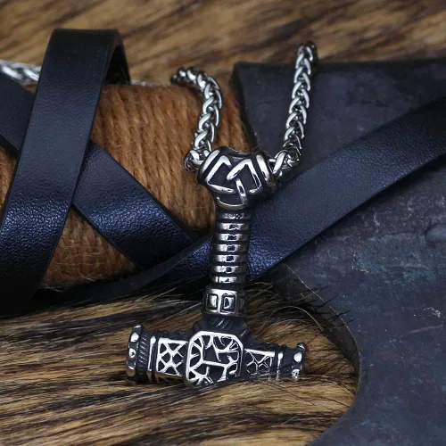Miniatura 5 de Collar Nordic Viking Mjolnir Thor Hammer Valknut