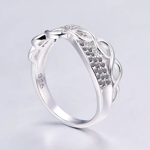 Miniatura 102 de Narica Anillo de 21 piedras chapadas en plata, apilables, corte redondo, zafiro azul, circonita cúbica, relleno de circonita cúbica, halo