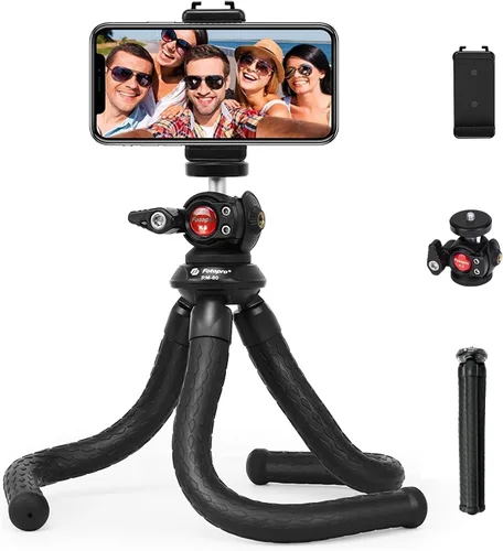Fotopro RM-80 Trípode Flexible con Cabeza Esférica - Soporte de Teléfono Flexible para Vlogging de Viaje, Montura de Cámara Portátil, Compatible con