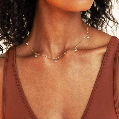 Miniatura 3 de KELAIEN Delicado collar de gargantilla de oro para mujer, chapado en oro de 14 quilates, cadena de satélite en capas, para adolescentes, perlas