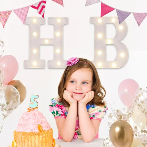 Miniatura 4 de Letras iluminadas para decoración de feliz cumpleaños, números LED alimentados por batería, letrero de número de marquesina para fiesta
