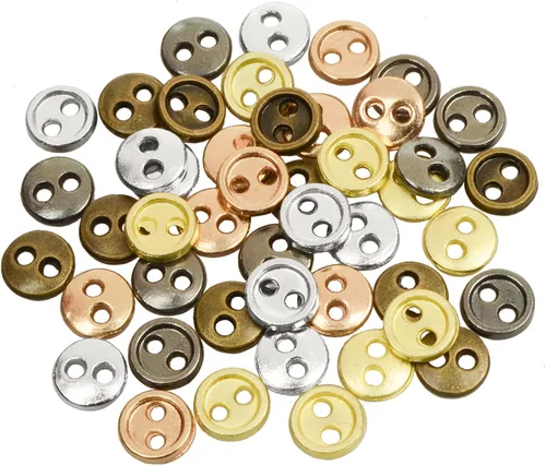 0.118 in, 50 piezas, 5 colores, mini metal redondo, 2 botones de ojo, para bjd soldado juguete ob accesorios de ropa de muñeca. (Colores: bronce,
