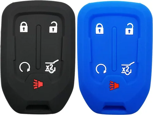 Funda con mando a distancia y 5 botones para GMC Acadia Terrain Yukon Chevrolet Suburban Tahoe HYQ1AA 13584502 1551A-AA, Negro/Azul