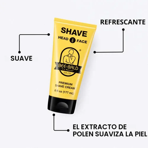 Miniatura 9 de Bee Bald Crema de Afeitar Premium SHAVE se Aplica Ligera y Suave, Increíblemente Tersa y Rápida Tanto para la Cara como para la Cabeza, 6 Fl Oz