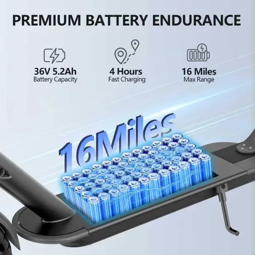 Miniatura 3 de Maxshot Electric Scooter, 350W/500W Powerful Motor, 19-22 MPH Max Speed, 15-28 Miles Range, Foldable escooter with Dual Braking Systems, Smart APP