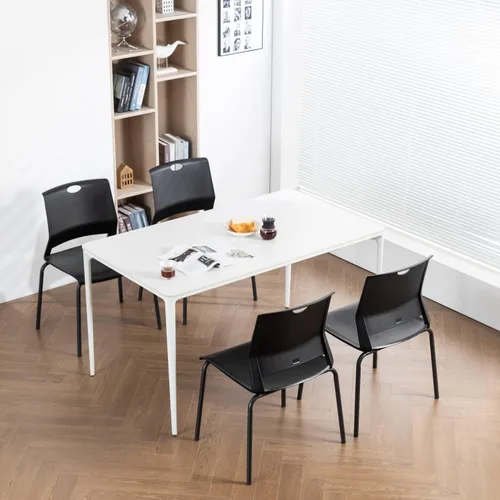 Miniatura 2 de Juego de 4 sillas apilables negras, modernas sillas de oficina para invitados, sillas de comedor apilables, silla de plástico para sala