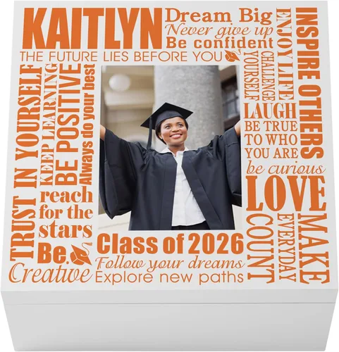Miniatura 12 de Let's Make Memories Caja de recuerdos personalizada, para la clase de graduación de 2026 o cualquier año, caja de recuerdos de graduados
