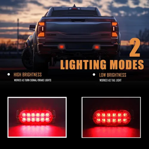 Miniatura 4 de Paquete de 2 luces traseras LED rojas de carcasa de aluminio, para remolque, freno y giro, cumple con DOT, impermeable, montaje en superficie, Rojo