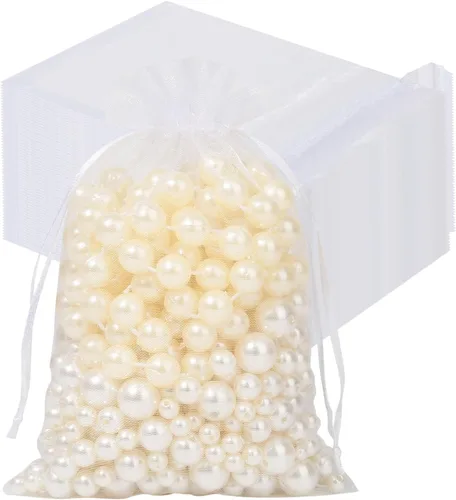 Miniatura 12 de Hopttreely 50 bolsas de organza - 4x4.72 pulgadas (10x12cm) bolsitas con cordón para joyería para bodas, fiestas, festivales y regalos