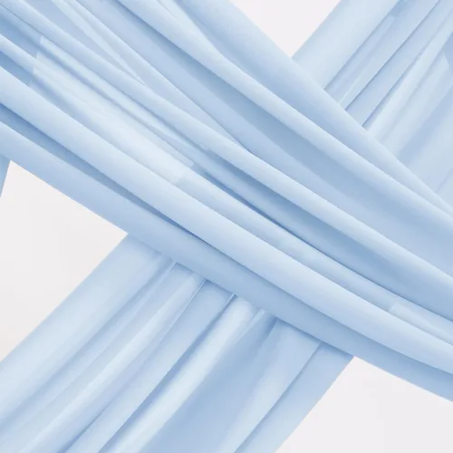 Miniatura 5 de Socomi 2 paneles de tela para arco de boda, 29 pulgadas x 19 pies, cortinas de gasa transparente azul bebé, 6 yardas para decoración de boda