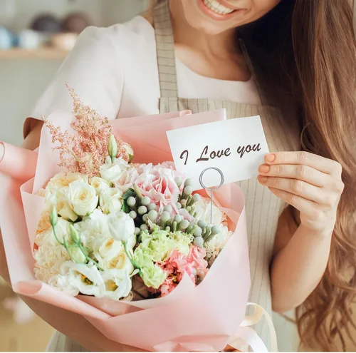 Miniatura 5 de Hotop 30 Piezas Soporte de Tarjetas Florales con Púas de Alambre de Metal para Tarjetas de Lugar, Soporte de 13.4 Pulgadas para Fotos y Notas, Clip