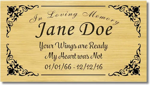 Miniatura 12 de Placa conmemorativa con borde elegante, mensaje personalizado y emblemas de reconocimiento de memoria de identificación, fabricado en Estados Unidos